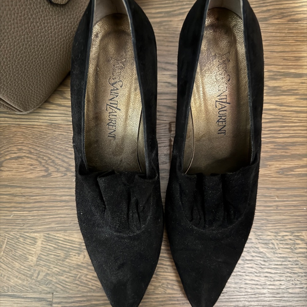 Vintage Yves Saint Laurent Black Suede Heels